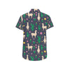 Llama Cactus Pattern Print Design 012 Men's Short Sleeve Button Up Shirt