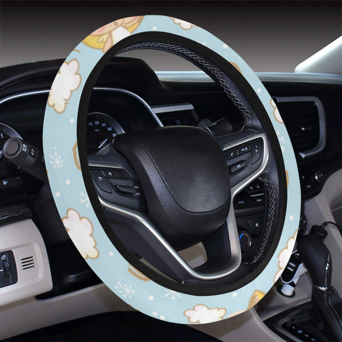 Angel Pattern Print Design 05 Steering Wheel Cover with Elastic Edge