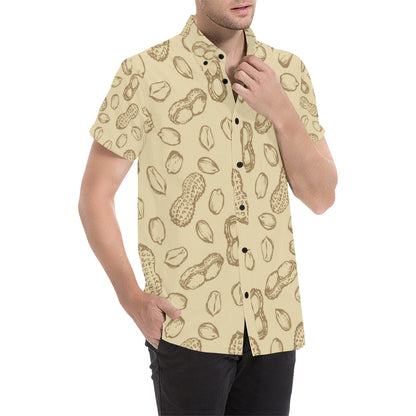 Peanut Pattern Print Design A02 Men's Short Sleeve Button Up Shirt