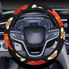 Red Hibiscus Pattern Print Design HB022 Steering Wheel Cover with Elastic Edge