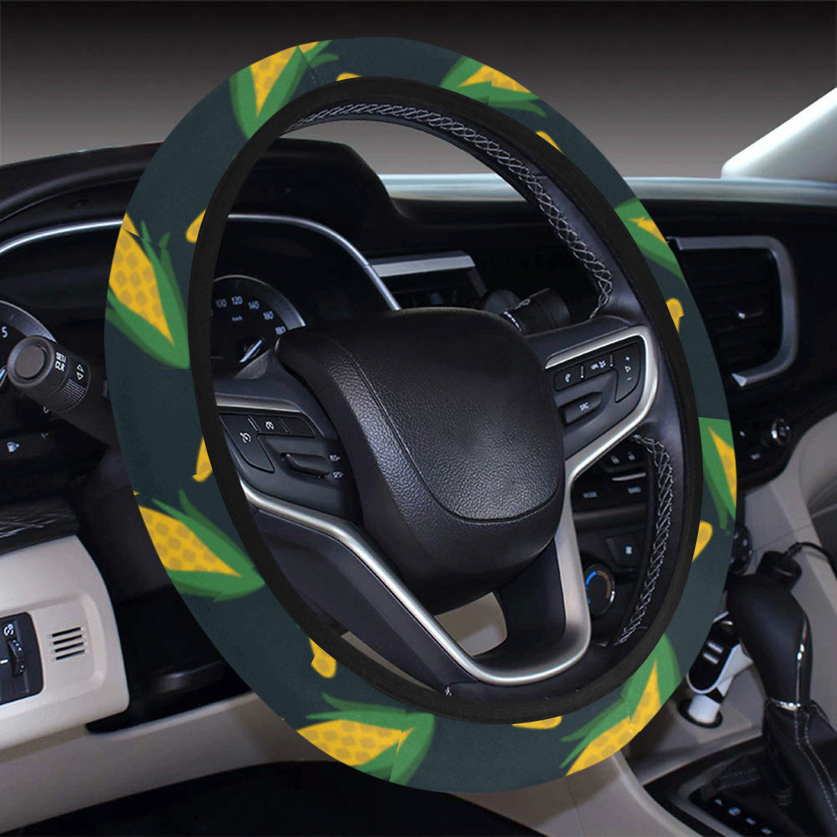 Corn Pattern Print Design 02 Steering Wheel Cover with Elastic Edge