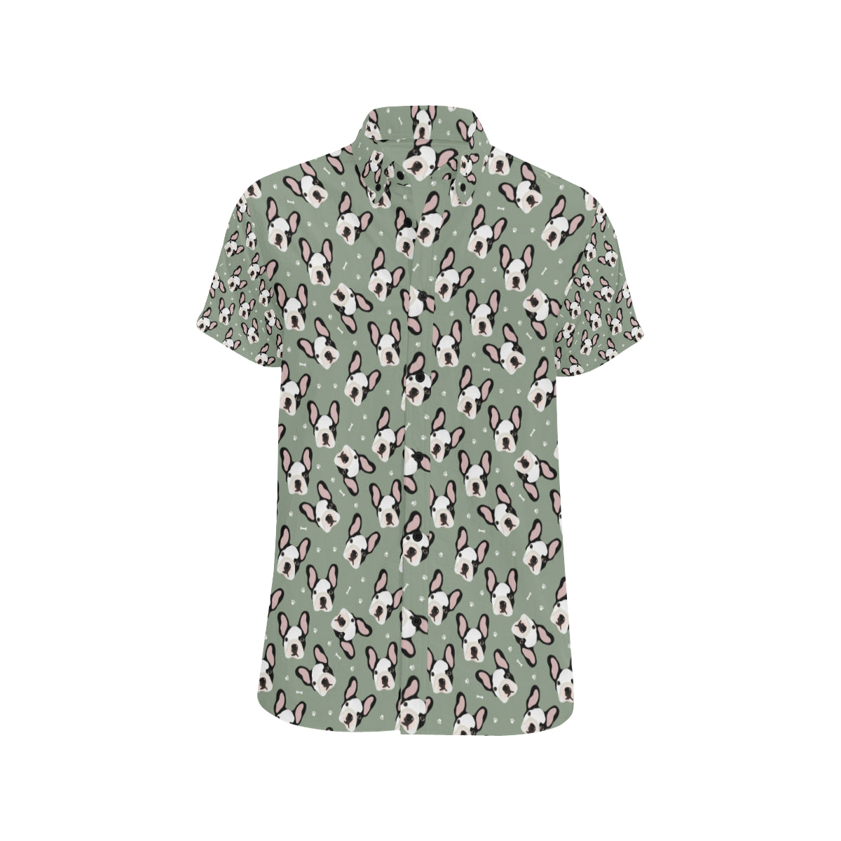 Boston Terrier Pattern Print Design 05 Men's Short Sleeve Button Up Shirt