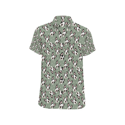 Boston Terrier Pattern Print Design 05 Men's Short Sleeve Button Up Shirt