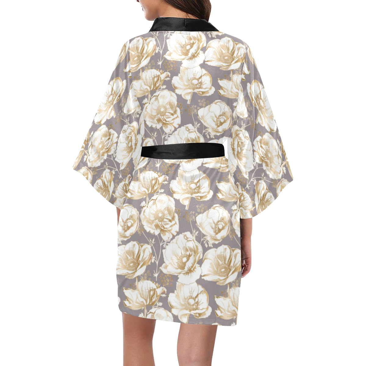 Anemone Pattern Print Design AM05 Women's Short Kimono
