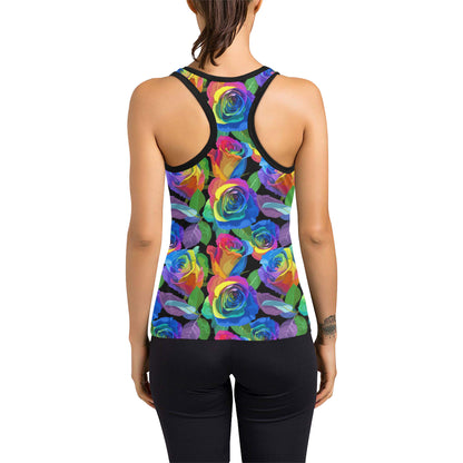 Rose Pattern Print Design RO02 Women's Racerback Tank Top
