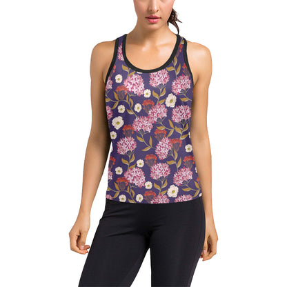Hydrangea Pattern Print Design HD010 Women's Racerback Tank Top