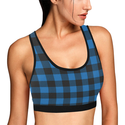 Buffalo check Blue Pattern Print Design 03 Sports Bra