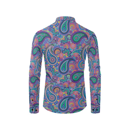 Paisley Colorful Pattern Print Design A02 Men's Long Sleeve Shirt