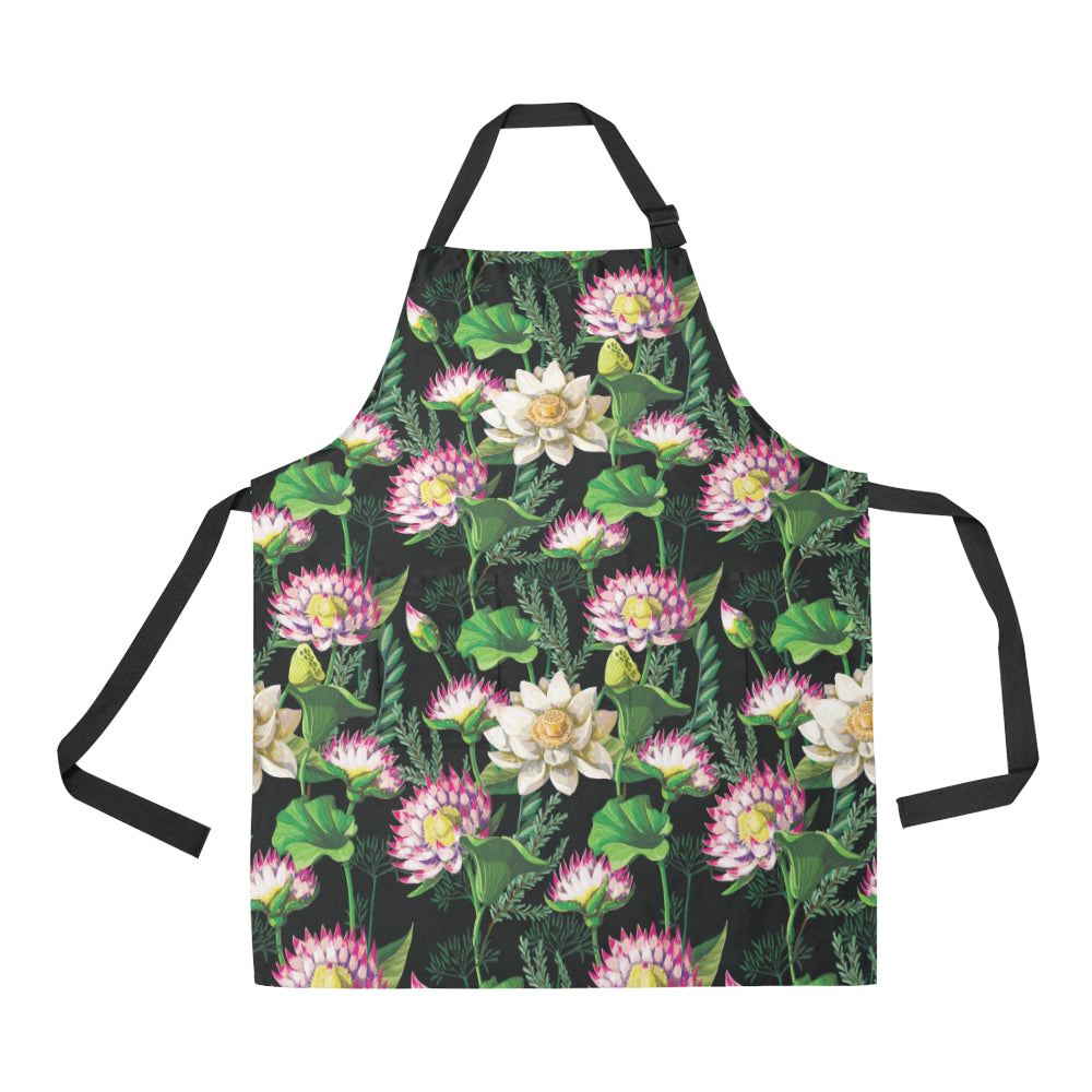 Water Lily Pattern Print Design WL010 Apron with Pocket