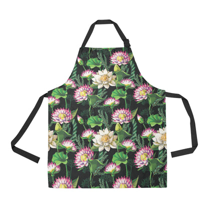 Water Lily Pattern Print Design WL010 Apron with Pocket