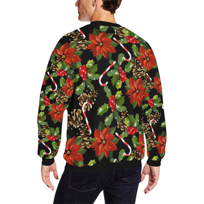 Poinsettia Pattern Print Design POT01 Men Long Sleeve Sweatshirt