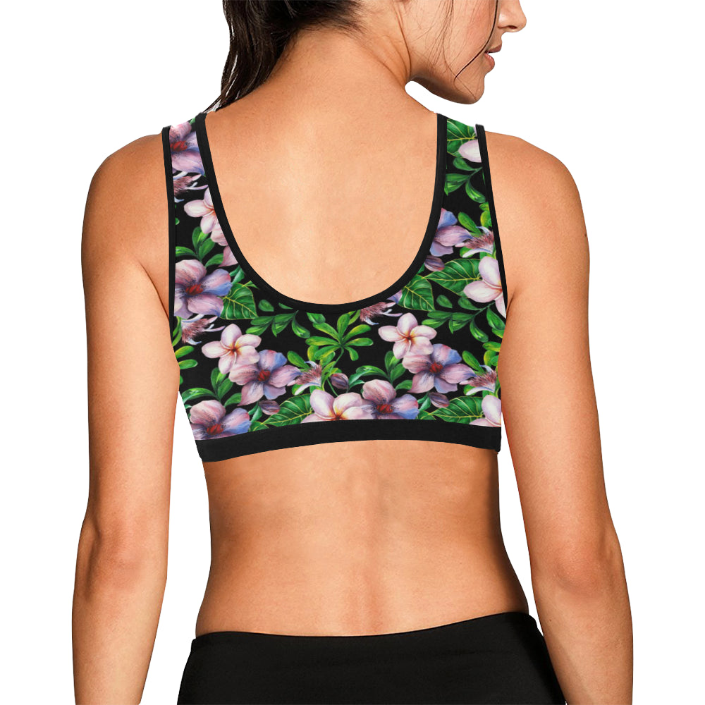Plumeria Pattern Print Design PM01 Sports Bra