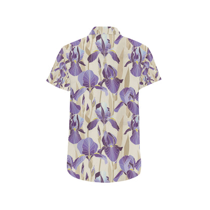 Iris Pattern Print Design IR02 Men's Short Sleeve Button Up Shirt