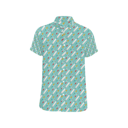 Phlebotomist Medical Print Men's Short Sleeve Button Up Shirt