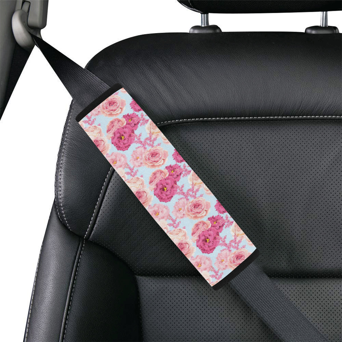 Lisianthus Pattern Print Design LT05 Car Seat Belt Cover