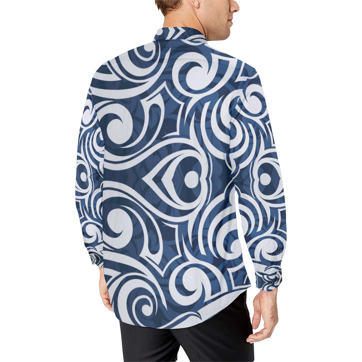 Maori Pattern Print Design 01 Men's Long Sleeve Shirt