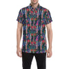 Barracuda with Folwer Pattern Print Design 01 Men's Short Sleeve Button Up Shirt