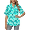 Dolphin Wave Print Women's Hawaiian Shirt