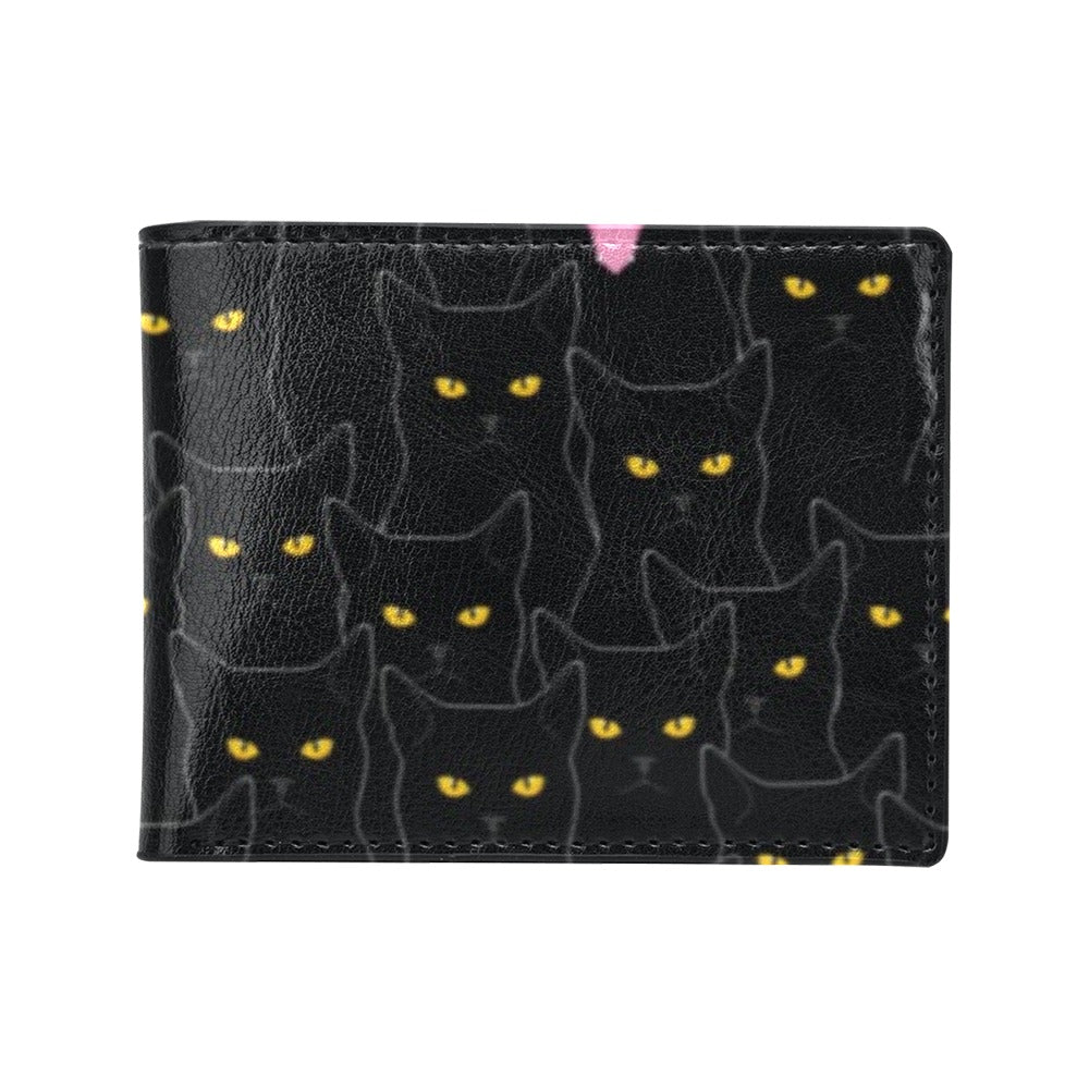 Black Cat Yellow Eyes Print Pattern Men's ID Card Wallet