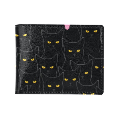 Black Cat Yellow Eyes Print Pattern Men's ID Card Wallet