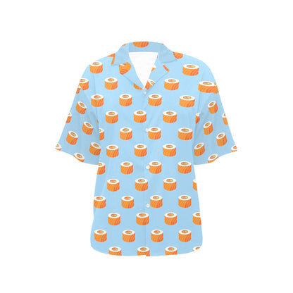 Salmon Sushi Print Design LKS307 Women's Hawaiian Shirt