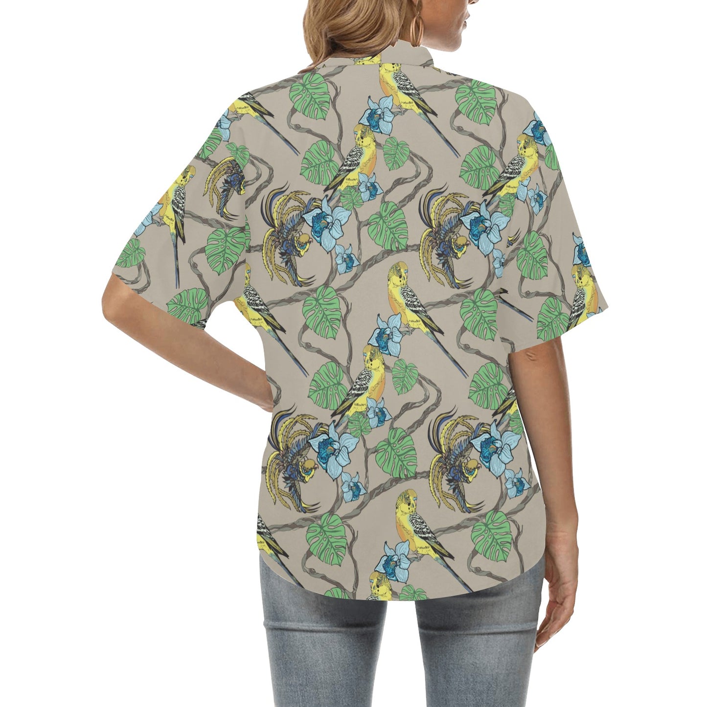 Parakeet Pattern Print Design A02 Women's Hawaiian Shirt