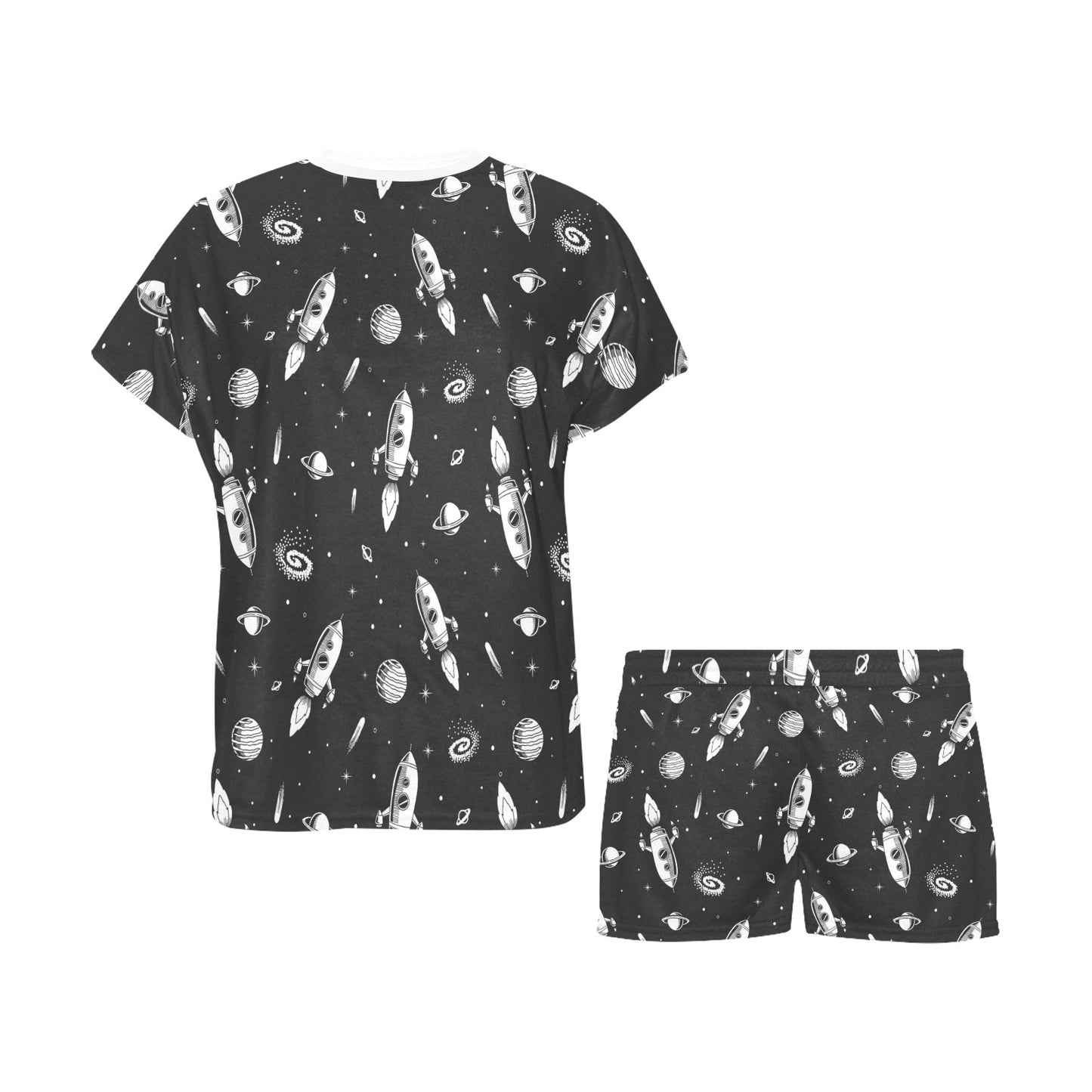 Space Rocket Print Design LKS303 Women's Short Pajama Set