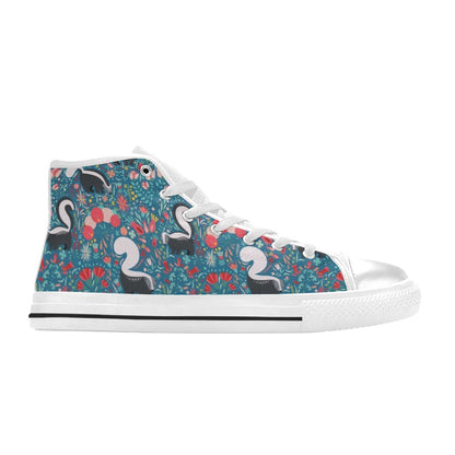 Skunk Print Design LKS302 High Top Women's White Shoes