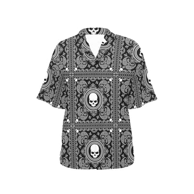 Bandana Skull Print Design LKS303 Women's Hawaiian Shirt