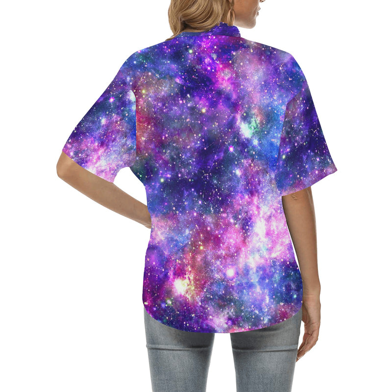 Galaxy Night Stardust Space Print Women's Hawaiian Shirt