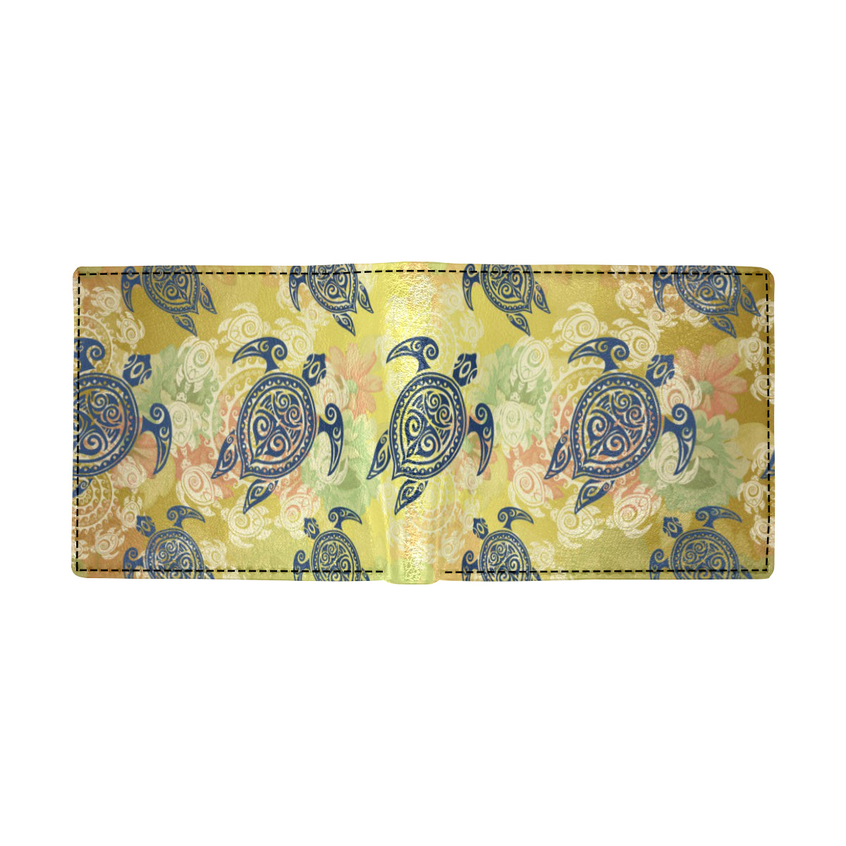 Hawaiian Turtle Tribal Design Print Men's ID Card Wallet