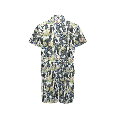 Cow Watercolor Print Pattern Men's Romper