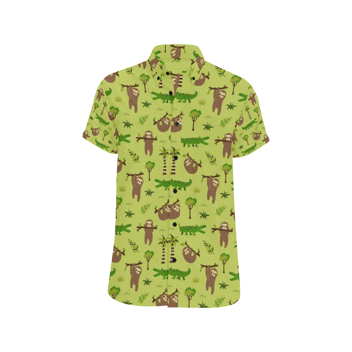 Alligator Pattern Print Design 04 Men's Short Sleeve Button Up Shirt