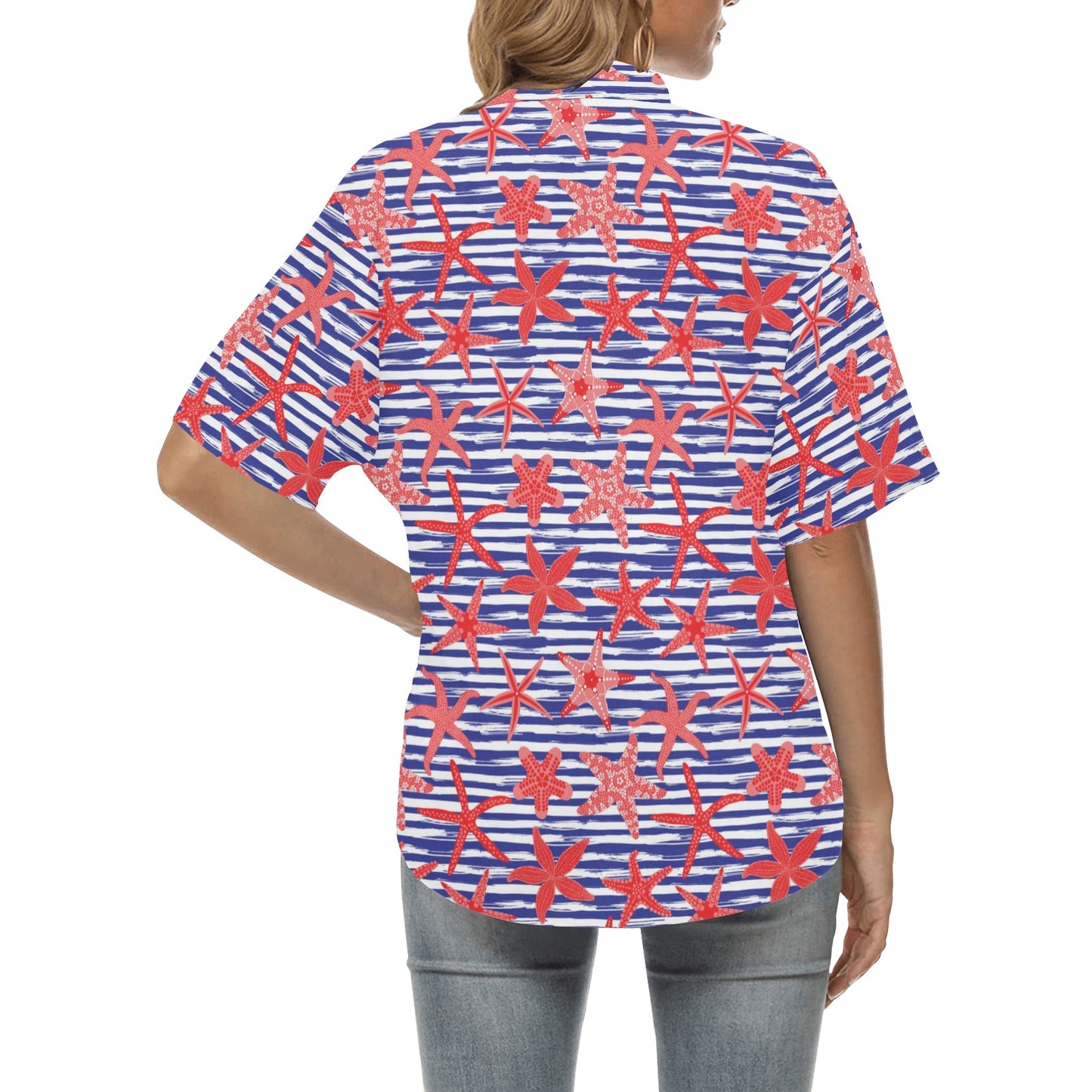 Starfish Print Design LKS401 Women's Hawaiian Shirt