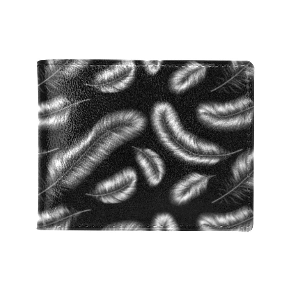 Feather Black White Design Print Men's ID Card Wallet