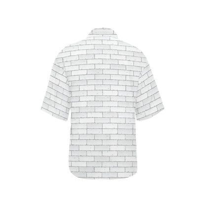 Brick White Pattern Print Design 03 Women's Hawaiian Shirt