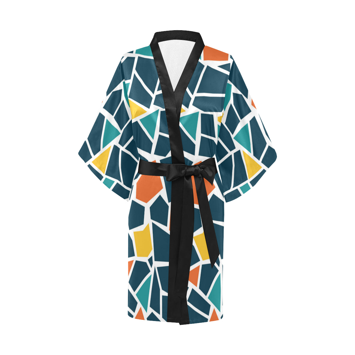 Mosaic Pattern Print Design 02 Women's Short Kimono