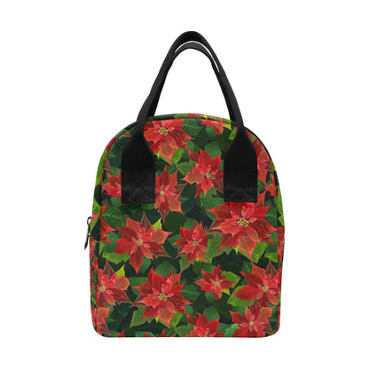 Poinsettia Pattern Print Design POT04 Insulated Lunch Bag