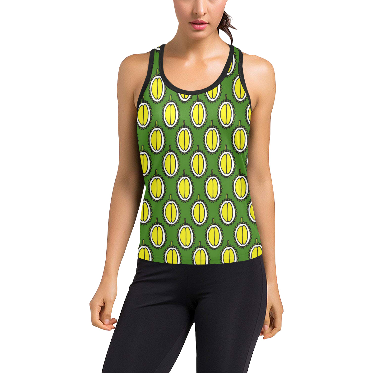 Durian Pattern Print Design DR01 Women's Racerback Tank Top