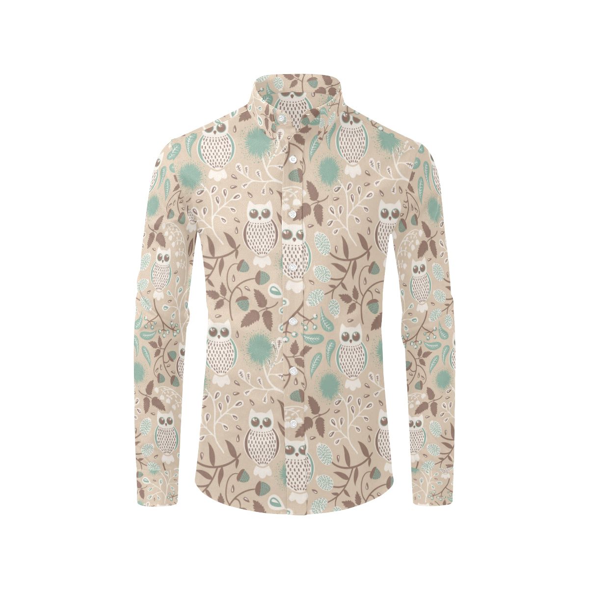 Owl Pattern Print Design A02 Men's Long Sleeve Shirt