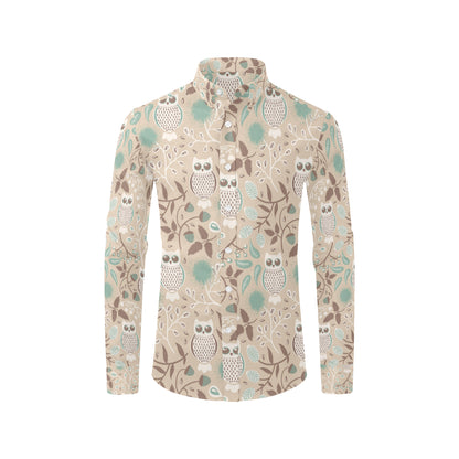 Owl Pattern Print Design A02 Men's Long Sleeve Shirt