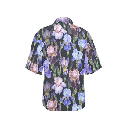Iris Pattern Print Design IR04 Women's Hawaiian Shirt