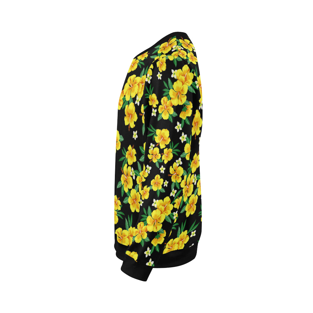 Yellow Hibiscus Pattern Print Design HB08 Men Long Sleeve Sweatshirt