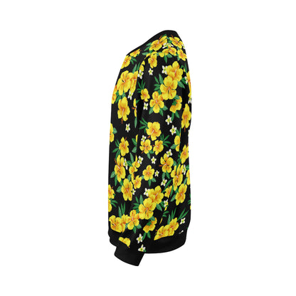 Yellow Hibiscus Pattern Print Design HB08 Men Long Sleeve Sweatshirt