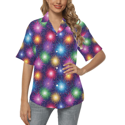 Firework Colorful Print Design LKS301 Women's Hawaiian Shirt