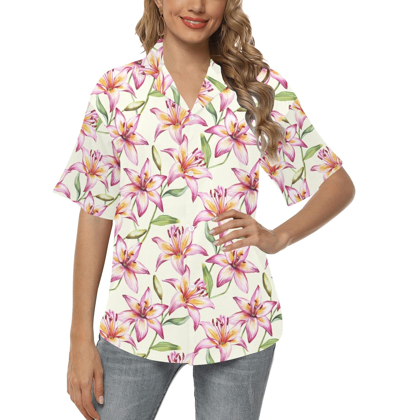 Lily Pattern Print Design LY011 Women's Hawaiian Shirt