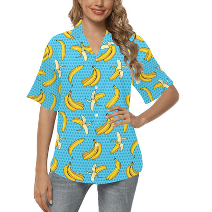 Banana Pattern Print Design BA08 Women's Hawaiian Shirt
