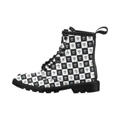 Checkered Flag Crown Pattern Women's Boots