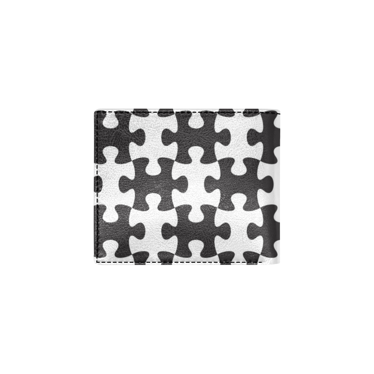 Puzzle Black White Pattern Print Design A02 Men's ID Card Wallet
