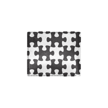 Puzzle Black White Pattern Print Design A02 Men's ID Card Wallet